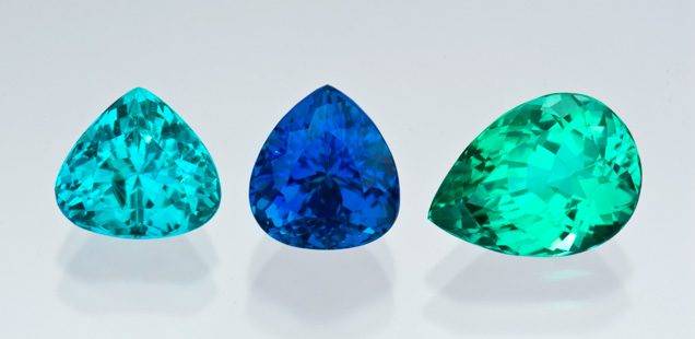 Paraiba tourmalines with contents of copper