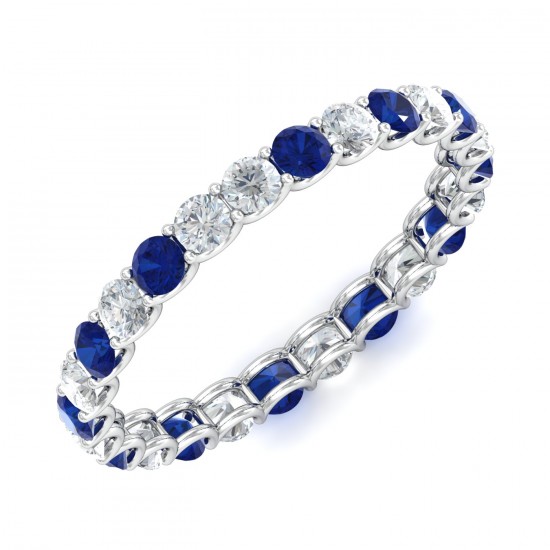 Full Eternity Diamond Ring With Blue Sapphire Full Eternity Diamond Ring With Blue Sapphire