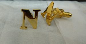 N Initial Cufflink made in 18K Yellow Gold