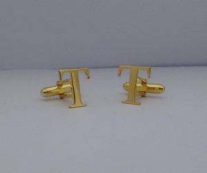 T Initials Cufflinks made in 18K Gold