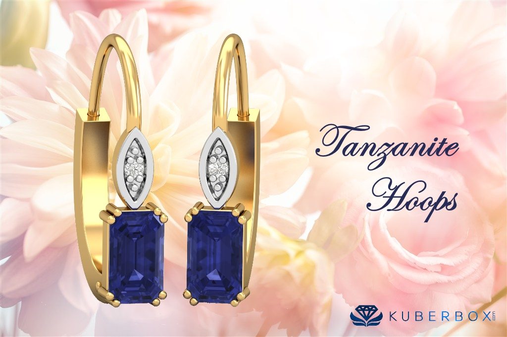 Tanzanite Gold Hoops