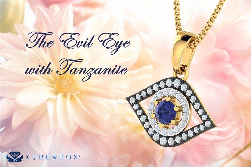 evil eye tanzanite diamond pendant