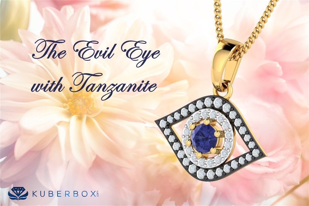 evil eye tanzanite diamond pendant