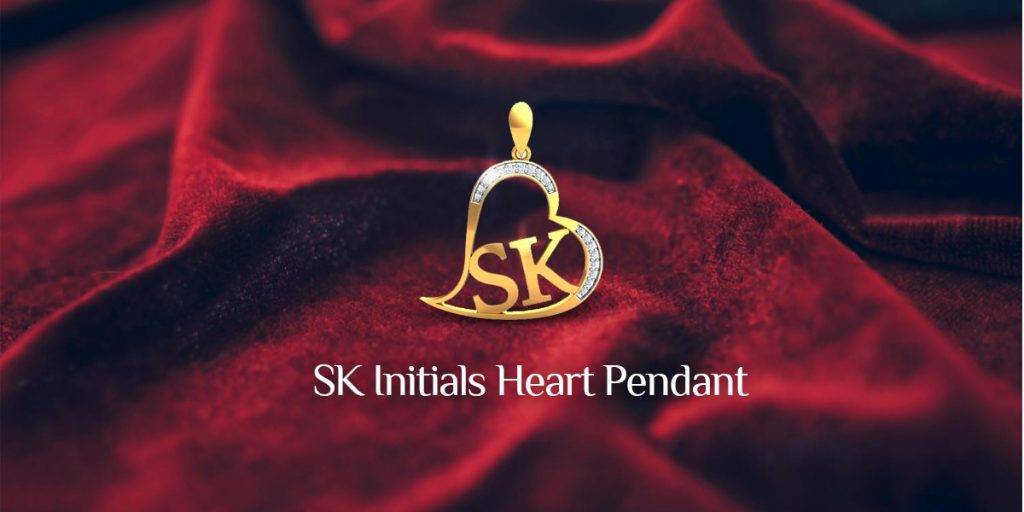 SK Initials Heart Pendant