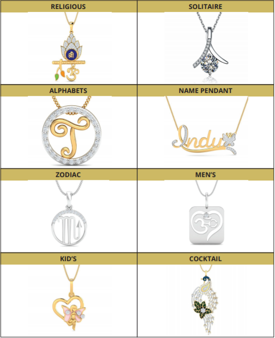 all types of pendant jewellery collection