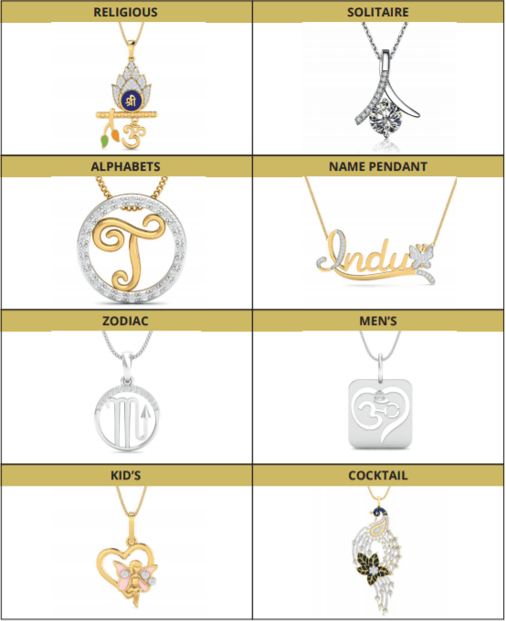 all types of pendant jewellery collection