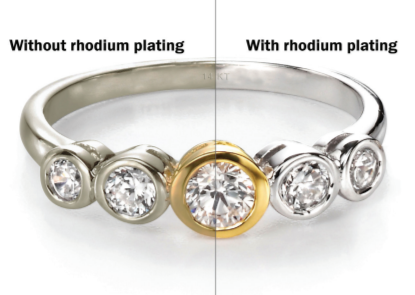 ring view with or without rhodium plating