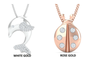 white gold rose gold pendants