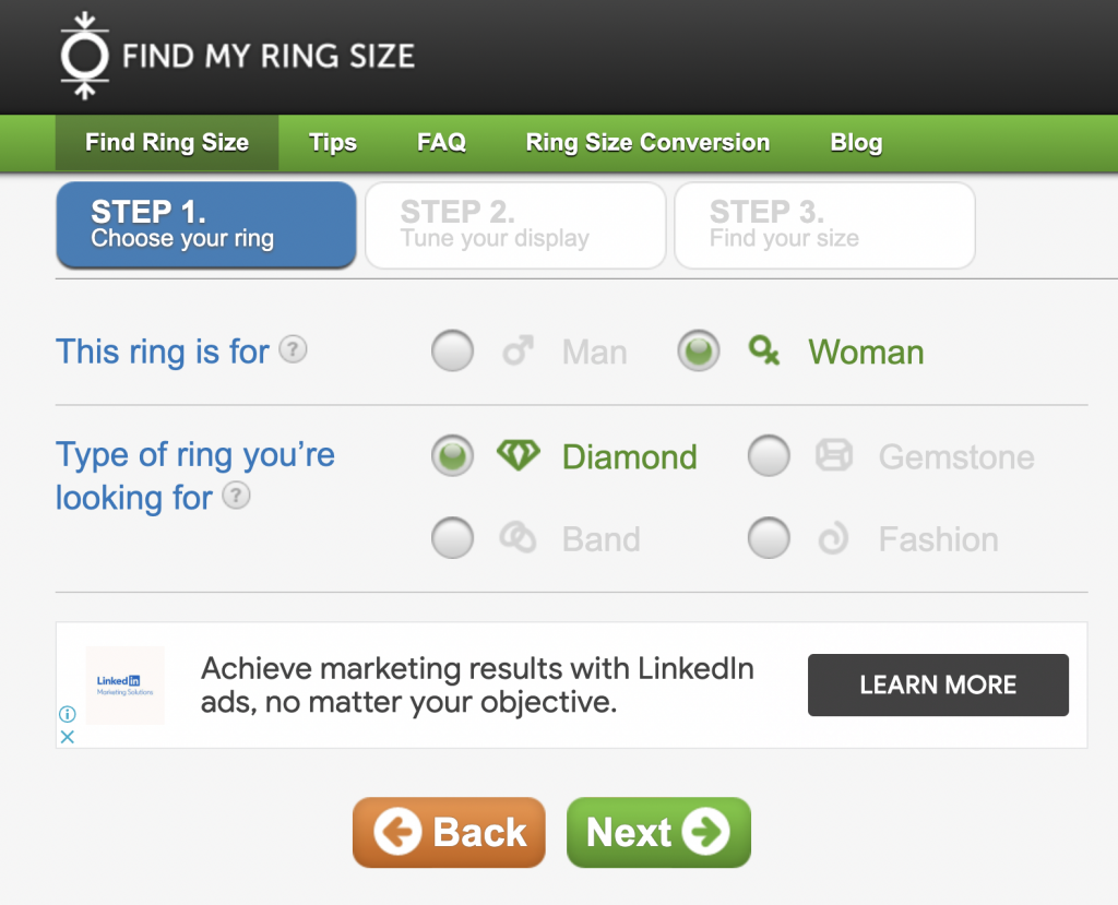 Step 2 find ring size