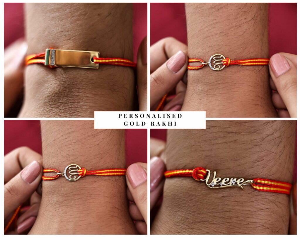 Personalised Gold Rakhi Personalised Gold Rakhi