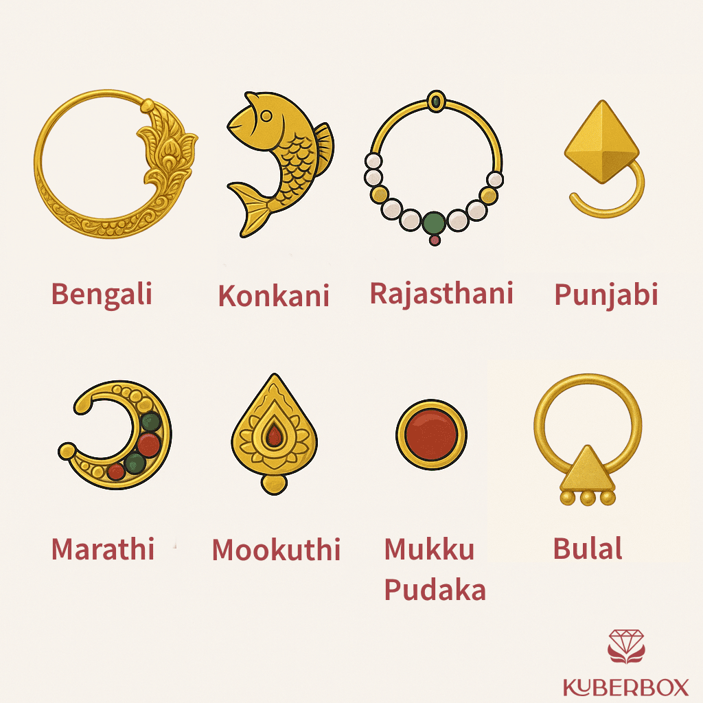 types of nose pins in different Indian region ai-generated types of nose pins in different Indian region ai-generated