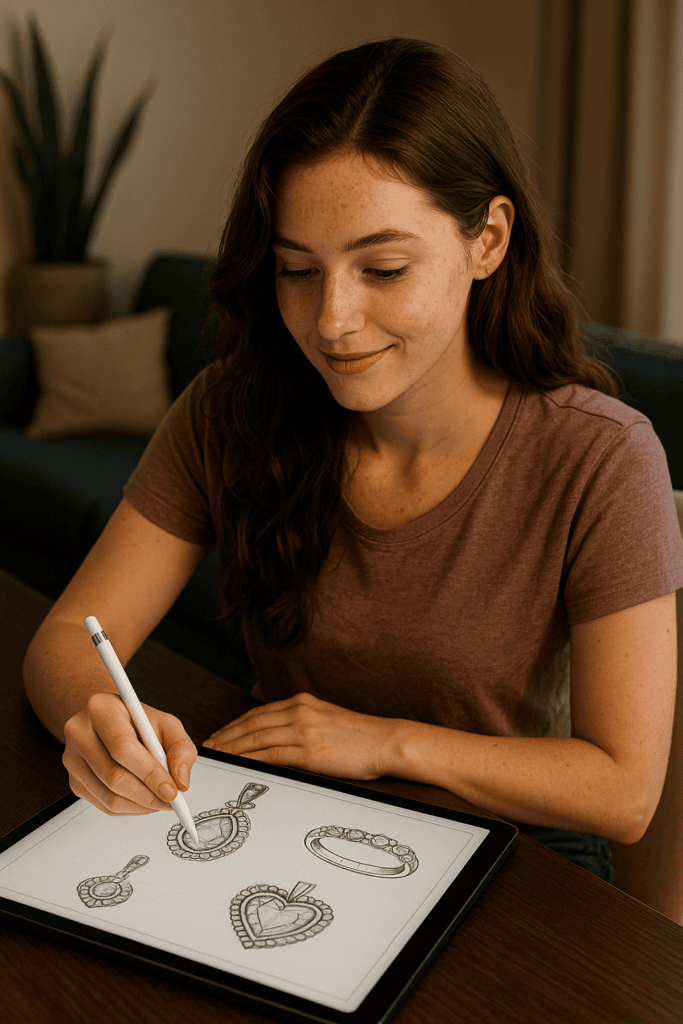 girl using ai tool to design her dream jewellery