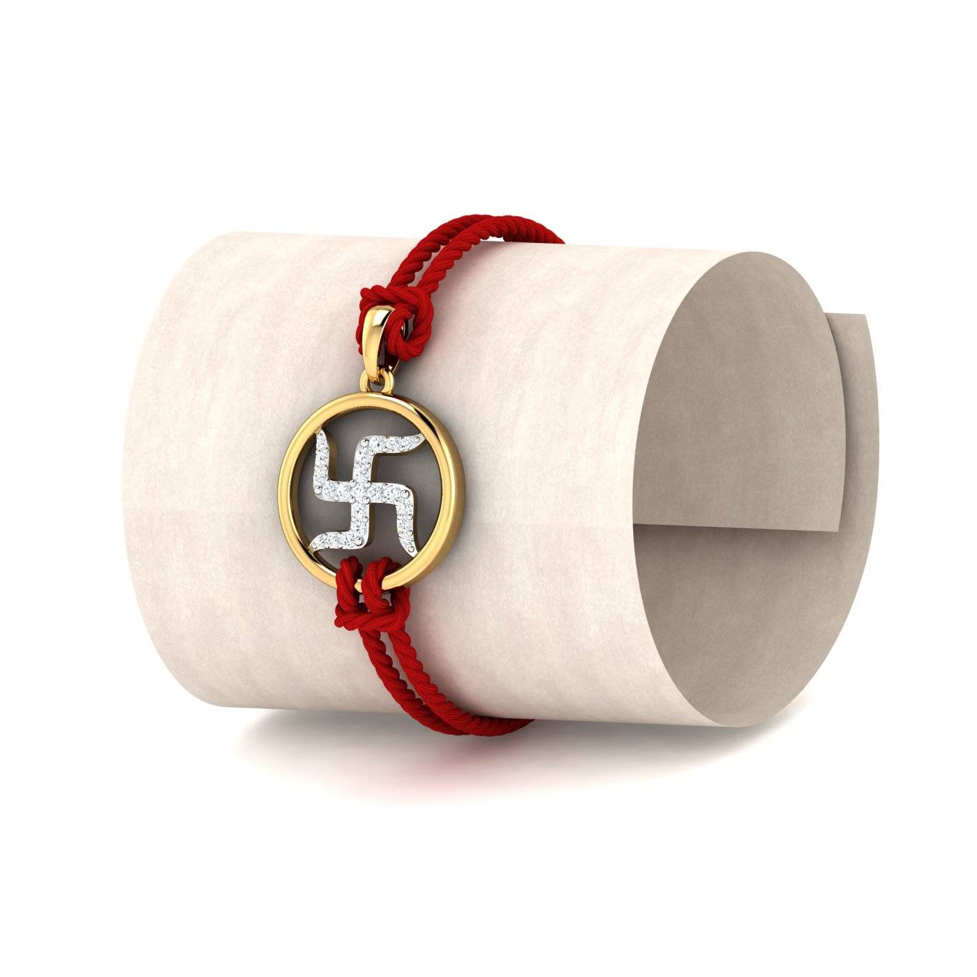 Swastika Gold Rakhi Cum Pendant