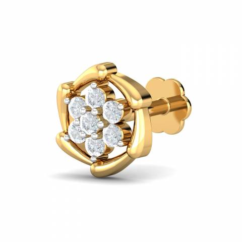 Buy KuberBox 14K Scattered Diamond Diamond Nose Ring for Women and Girls  online