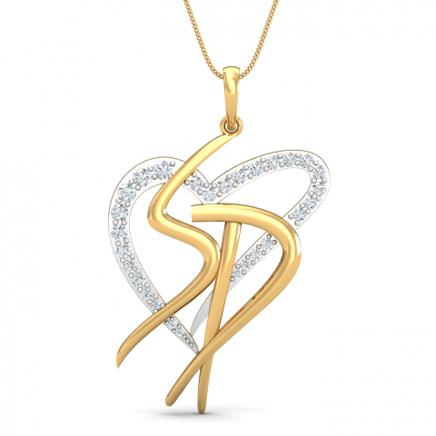 SD Initials Heart Pendant - KuberBox.com
