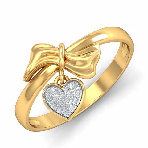 Dangling Heart Bow Ring - KuberBox.com