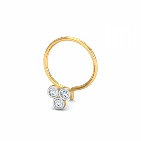 Buy KuberBox 14K Yellow Gold Diamond Rudhi Spring Nose Ring for Women (non  piercing) at Amazon.in