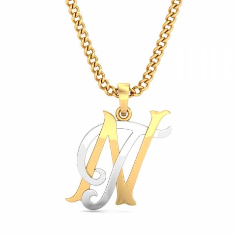 Initial Pendant J Letter Charms Diamond Necklace 18K Gold-G,VS 18 Chain / White Gold