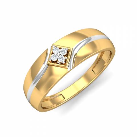 Hallmarked 14K Yellow Gold Mens Ring 0.06 Ct Natural Diamond 5 mm Wedding  Band | eBay