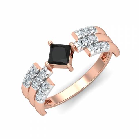 Noire Black Diamond Ring - Buy Certified Gold & Diamond Rings Online |  KuberBox.com - KuberBox.com