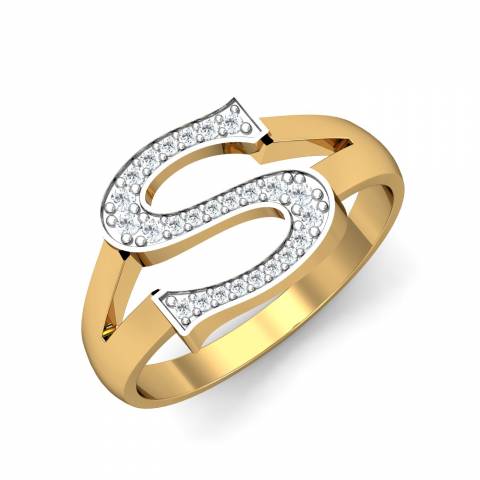 Enamel Letter Ring in 14k Rose Gold with White Diamond For Sale at 1stDibs  | s letter ring design images, 's letter ring for gents, ring with letter s