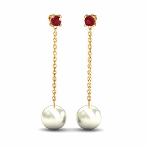 Belleza Pearl Ruby Earrings