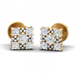 Square Motif Stud Earrings