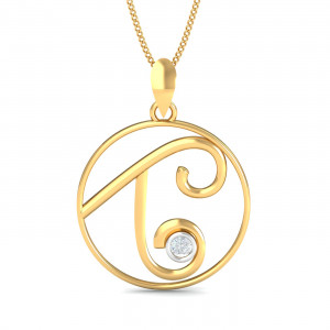 Artistic T Initials Pendant