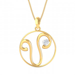 Artistic V Initials Pendant