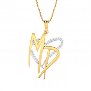 MD Initials Heart Pendant