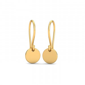 Gold Disc Hook Earrings