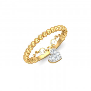 Heart Pearl Chain Ring