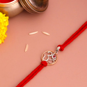 Aum Ruby Silver Rakhi Pendant