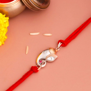 Gaja-Krishn Silver Rakhi Pendant
