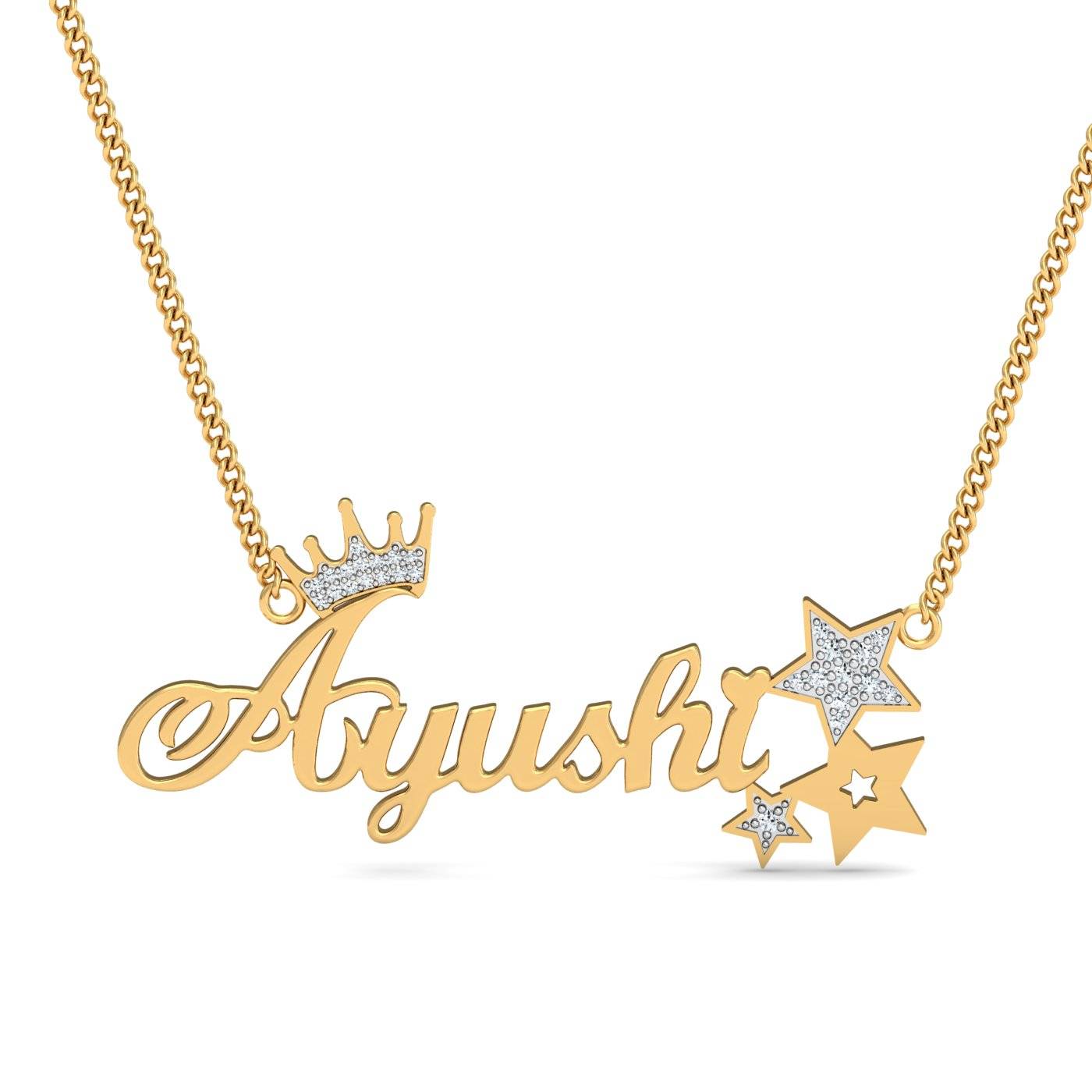 Ayushi Crown Name Pendant