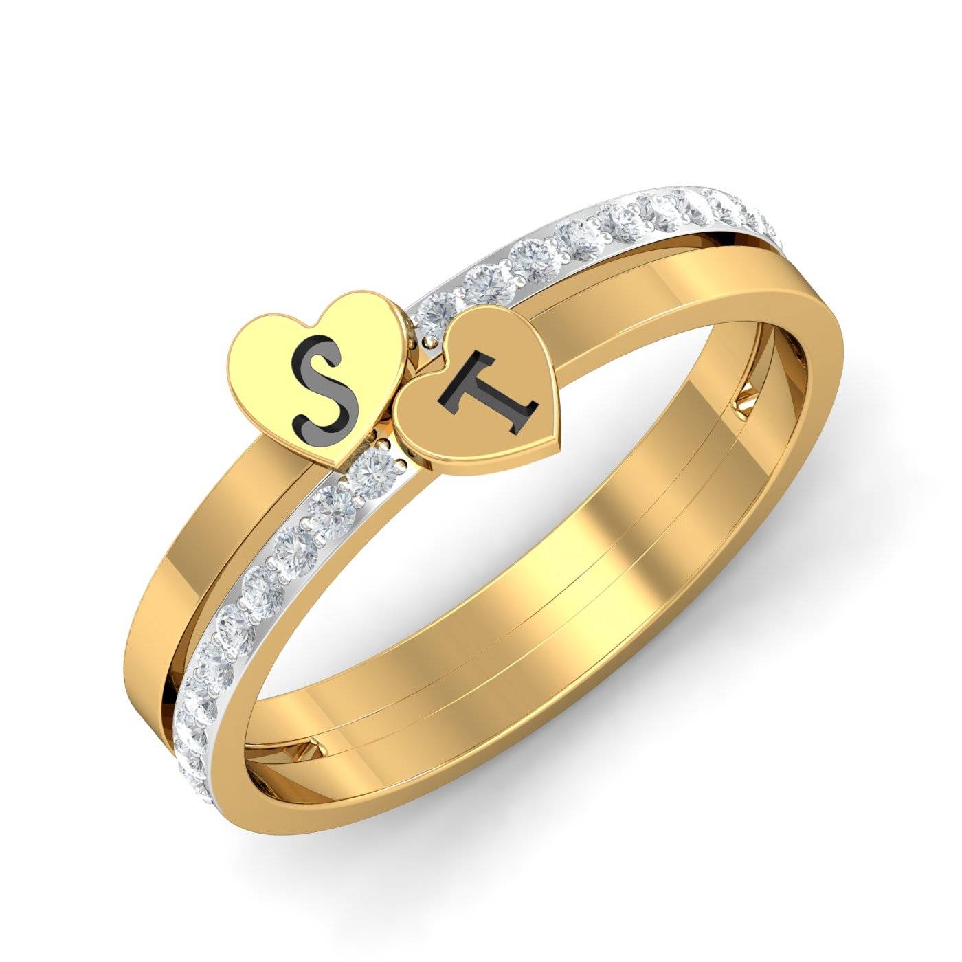 Personalized Initials Heart Ring