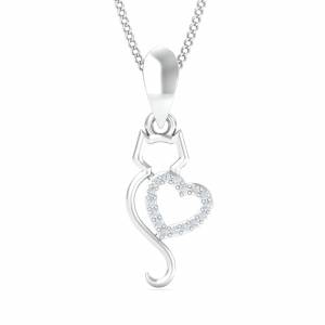 Cat With Heart Pendant