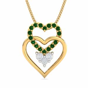 Tri Heart Emerald Pendant